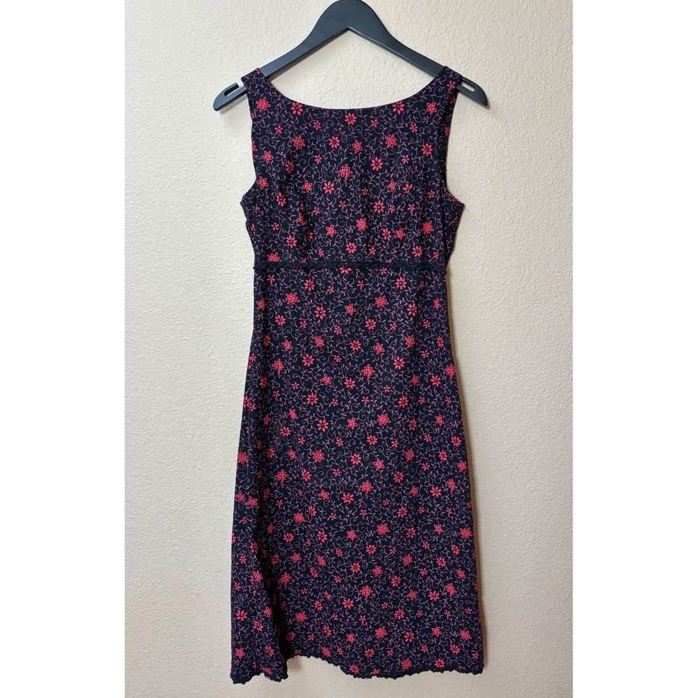 Vintage Betsey Johnson New York Floral Embroidered Midi Dress‎ Crochet Trim M